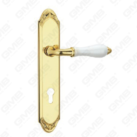 Türgriff Ziehen Sie Holztür Hardware-Griff Schloss Türgriff am Teller für Lockset mit Zinklegierung oder Stahltürplattengriff (ZL965110-GPB)