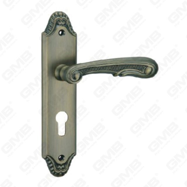 Türgriff Ziehen Sie Holzhölzer Hardware-Griff-Schloss Türgriff am Teller für Locksserie durch Zinklegierung oder Stahltürplatte (ZM405103-DAB)