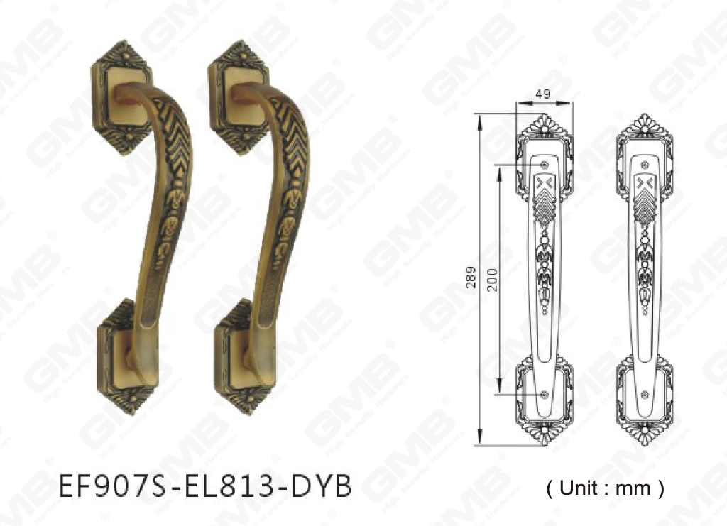 Luxus-Außentür Big Zinklegierung Classic Ziehgriff Oberflächenbehandlung Chrom (EF907S-EL813-DYB)