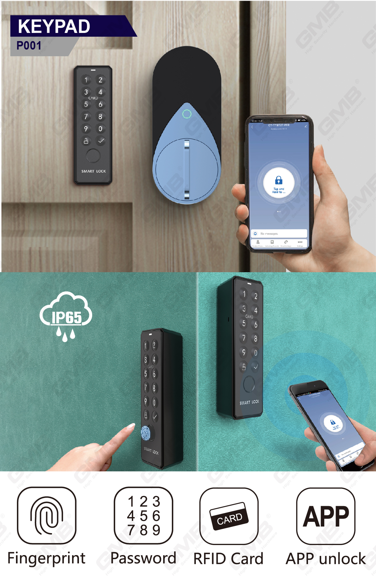 European Keyless Entry Passwort Fingerabdruck Remote Wireless Digital Tastatur (P001)
