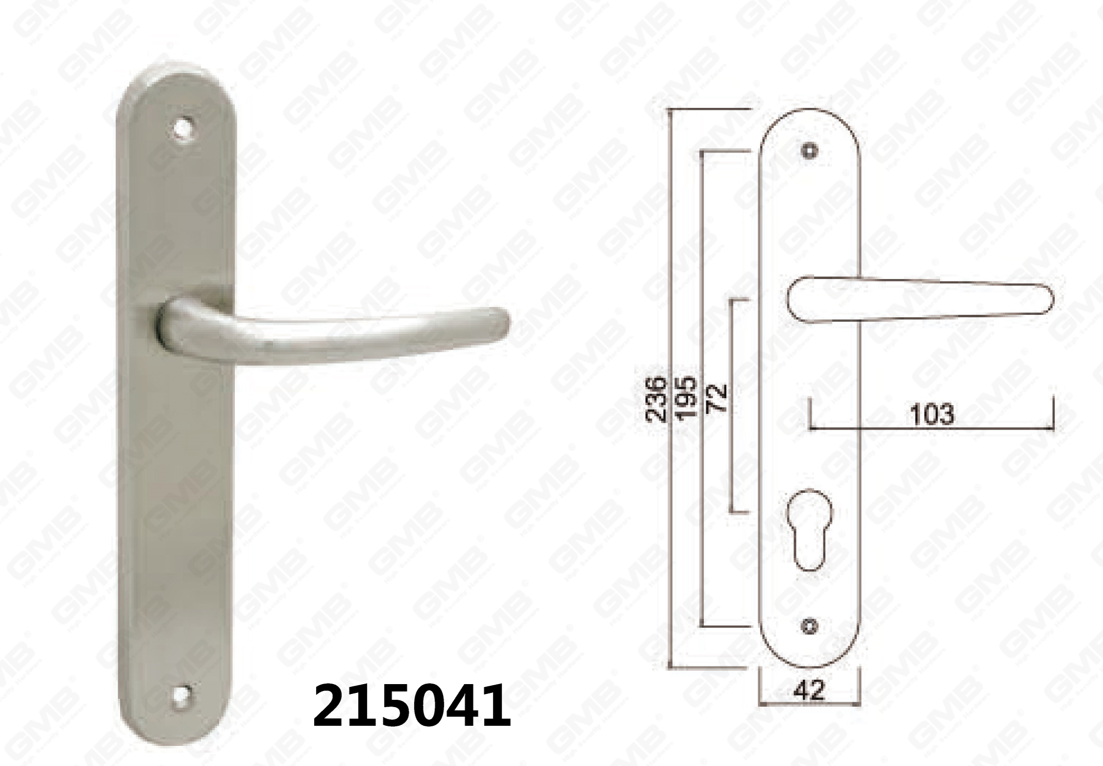 215041Lock -Türgriff auf der Platte zum Einbinden