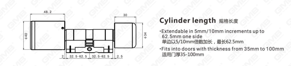 Hohe Sicherheit mit mehreren Auflockern von IP65 Keyless WiFi Digital einstellbares Modular Profil Tuya/TT App Smart Electronic Tor Tor Tory Lock Zylinder