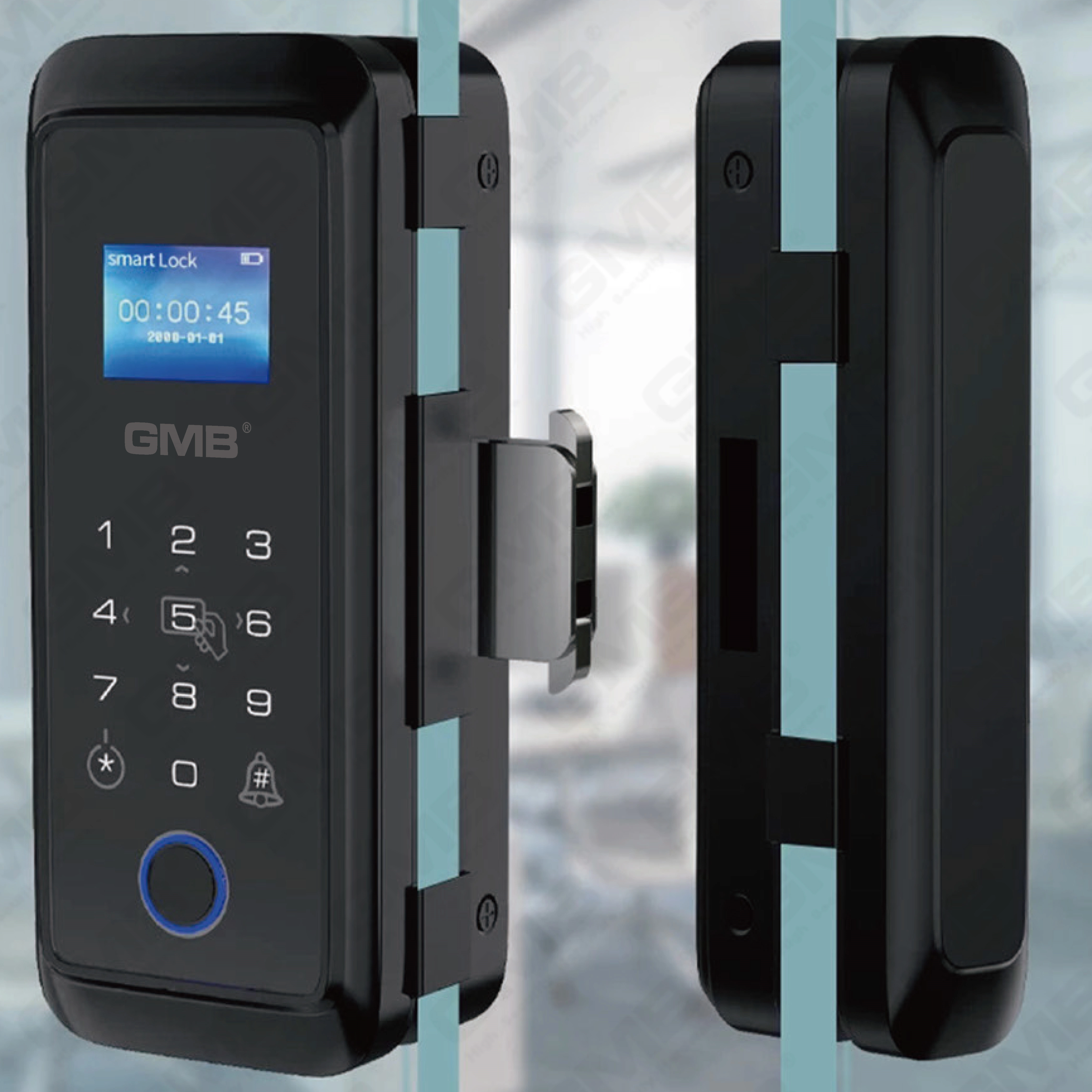 High Security Fingerabdruck/RFID -Karte/WiFi/Tuya/TT App Digital Smart Glass Door Schloss (254)