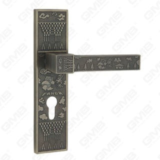 Türgriff Ziehen Sie Holztür Hardware-Griff Schloss Türgriff auf Teller für Locksserie durch Zinklegierung oder Stahltürplattengriff (ZM40189-T-T-T-T-Teller)