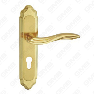 Türgriff Ziehen Sie Holztür Hardware-Griff Türgriff auf Teller für Lockset mit Zinklegierung oder Stahltürplattengriff (ZM41377-GSB GPB)